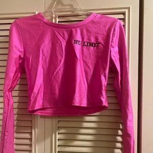 Pink “No Limit” Long Sleeve Crop Top